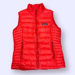 Patagonia Down Sweater Puff Vest Full Zip Red Teal Women's size Small